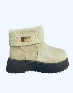 Bota Fashion Piel Dama Beige