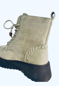 Bota Fashion Cordón Dama Beige